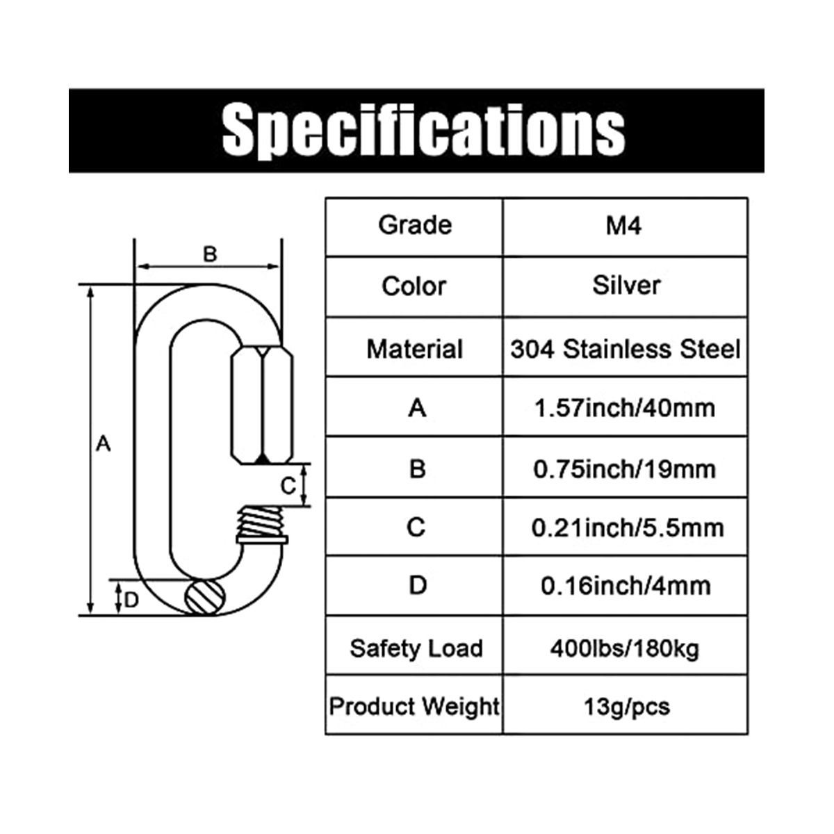 12 Pack Quick Link 5/32 Inch H - огляд і ціна Chain Quick Link